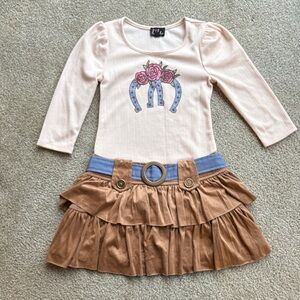 Lilt Western Horseshoe Belted Dress with 3/4 Sleeves Size 6